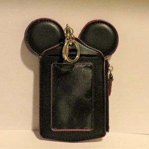 Disney Mickey Mouse ID Holder Luggage ID Clip Wallet Black With ID Window